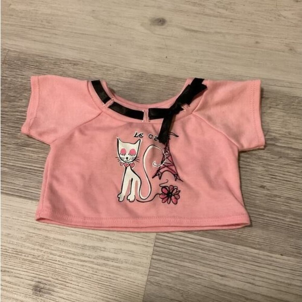 Build-A-Bear Pink Cat Shirt With Bow For 3+